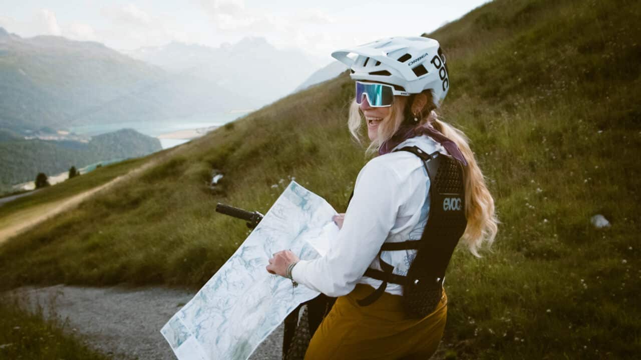 Mountainbikerin in Graubünden